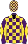 Purple and yellow check, diabolo on sleeves, checked cap