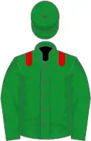 GREEN, red epaulettes, green cap