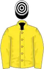 Yellow, black and white hooped cap