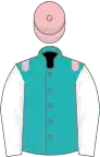 Green, pink epaulets, white sleeves, pink cap