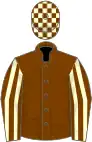 Chocolate, cream striped sleeves, check cap