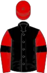 Noire manches et toque rouges, brassards noirs