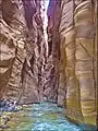 Le Siq envahi par les eaux.