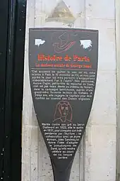 Panneau Histoire de Paris; La maison natale de George Sand