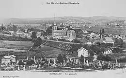 Vue d'une carte postale ancienne représentant une ville minière au XIXe siècle.