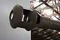 Détail du frein de bouche  à double disque d'un KwK 40 L/48 d'un Panzer IV Ausf.G, exposé au Panzermuseum de  Munster (Allemagne).