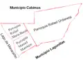 Carte des trois paroisses civiles de la municipalité