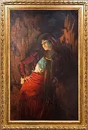 Femme en robe rouge