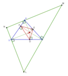 Triangle podaire (DEF) et triangle antipodaire (LMN) de P