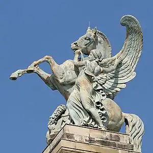 La Renommée retenant Pégase (côté ouest) par Eugène Lequesne.