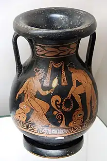 Pélikè apulienne à figures rouges du Peintre de Dijon, c. -370.