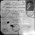 Permis de séjour à Paris de Mata Hari (1915).