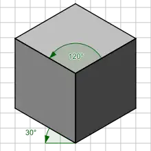 Image d'un cube 3D isométrique.