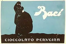 Image publicitaire pour les chocolats Bacio Perugina 1923.