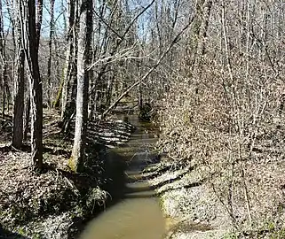 La Petite Duche au pont de la RD 41, en limite d'Eygurande-et-Gardedeuil (à gauche) et de Servanches.