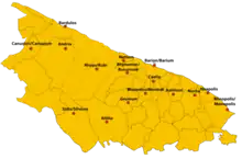Carte des centres peucètes au IIIe&nbsp;siècle&nbsp;av. J.-C.