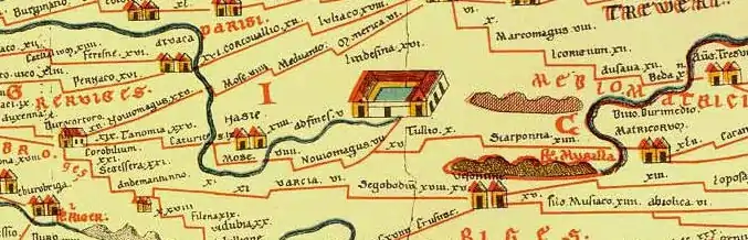 Extrait d'une ancienne carte romaine.