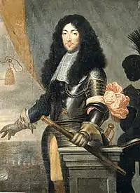 Philippe-François (1625 † 1674), fils du précédent, 4e comte, 3e prince d'Arenberg et du Saint-Empire, 7e duc d'Aerschot, puis 1er duc d'Arenberg, chevalier de la Toison d'or (1646, brevet no&nbsp;413).