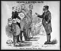 Caricature illustrant un homme s'adressant à une assemblée.