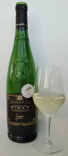 Bouteille de picpoul de Pinet.