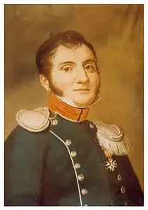 Pierre Barois, pastel réalisé par sa femme Anne-Thirza Lecomte, à Auxerre (Yonne) vers 1815. La Légion d'honneur a été collée par la suite sur le tableau.
