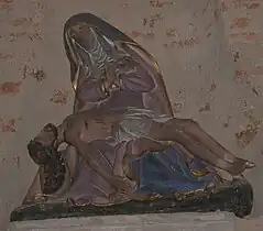 Pietà de la chapelle ND de Pitié de Montredon (46) Pierre peinte du XVIe siècle siècle