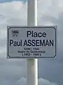 Plaque de rue place Paul Asseman à Dunkerque.