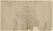 Dessin en couleurs représentant la carte d'une commune.