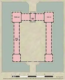Essai de restitution du plan du château de Fresnes (Seine et Marne), avant les travaux de Mansart.