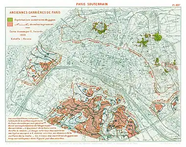 Carte des anciennes carrières de Paris