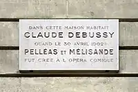 No 58 : Plaque commémorative de Claude Debussy