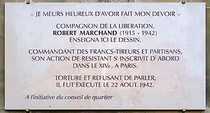 Plaque de Robert Marchand au no&nbsp;80.