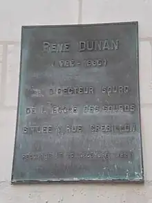 Plaque commémorative en mémoire d'Henri Dunan