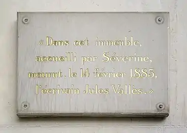 no 77 du boulevard Saint-Michel (Paris) où est mort Jules Vallès.
