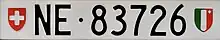 Plaque d'immatriculation arrière neuchâteloise.