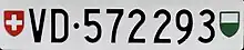 Plaque d'immatriculation arrière vaudoise.