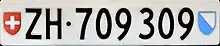 Plaque arrière blanche du canton de Zurich (voiture).