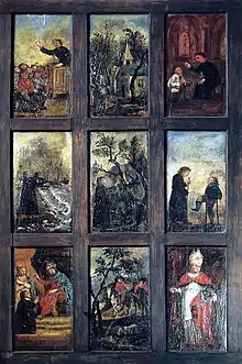 Panneau peint au XVIIe&nbsp;siècle et présentant la vie de saint Maudez.