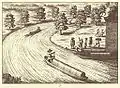 Embarcation de type pirogue utilisées en Europe, ici vers 1689, sur la rivière Ljubljanica en Slovénie).
