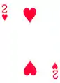 Deux de cœur d'un jeu de poker.