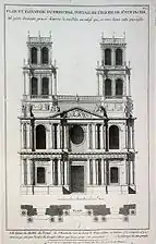 Projet de façade dessinée par Louis Le Vau au XVIIe&nbsp;siècle.