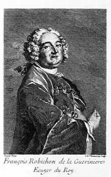 Portrait de profil d'un notable du XVIIe&nbsp;siècle en perruque.