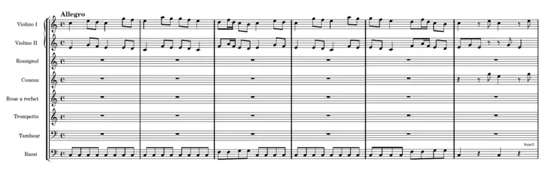 Premier mouvement de la Symphonie des jouets de Leopold Mozart