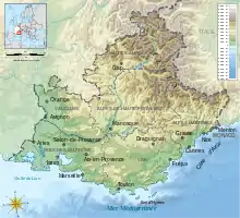 Carte topo de Provence-Alpes-Côte d'Azur