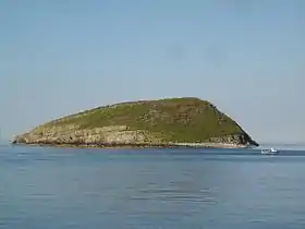 Vue de Puffin Island depuis Anglesey.