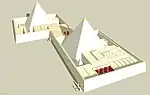 Restitution des pyramides de Neith et d'Ipout II situées au nord et au nord-ouest de la pyramide du roi