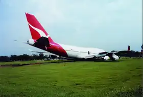 VH-OJH, le Boeing 747-400 impliqué, après l'accident.