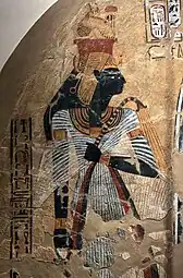 La reine Ahmès-Néfertary déifiée. Tombe d'Inerkhaouy TT359. Deir el-Medineh, XXe&nbsp;dyn.Neues Museum