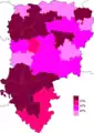Résultats électoraux de la gauche parlementaire au premier tour par canton.