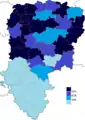 Résultats électoraux de la droite parlementaire au premier tour par canton.